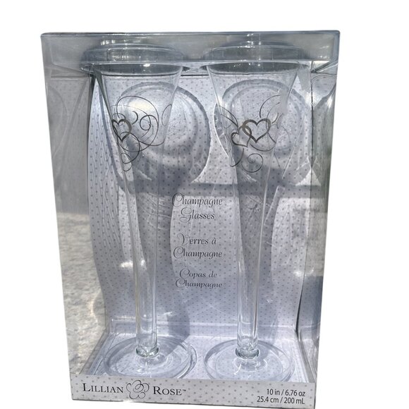 LILLIAN ROSE WEDDING TOAST CHAMPAGNE GLASSES 10" NEW - Picture 2 of 3